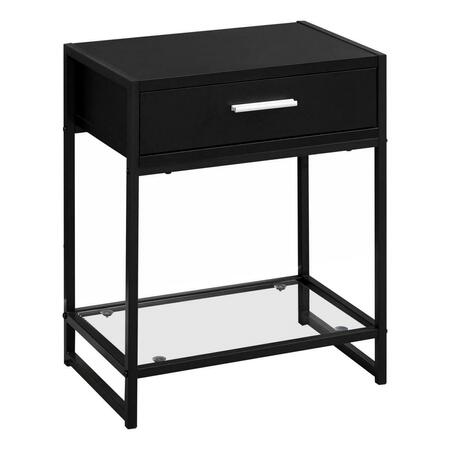 DAPHNES DINNETTE 22 in. Clear & Black Metal Accent Table with Tempered Glass DA3070087